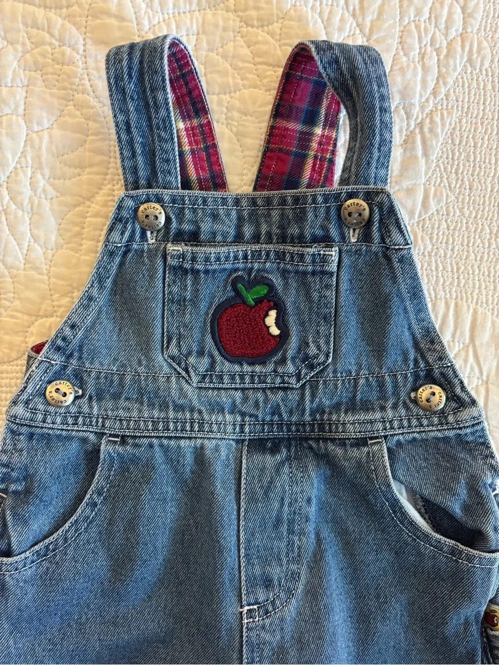 Vintage Carters Denim Apple Overalls for Kids - Blue